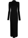 Saint Laurent Virgin Wool Long Dress In Black