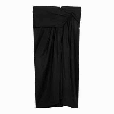 Saint Laurent Draped Pencil Skirt In Black