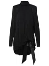 Saint Laurent Chiffon Dress With Padded Shoulders In Black
