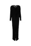Saint Laurent Viscose Long Dress With Velvet Texture