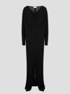 Saint Laurent Abito Lungo In Viscosa Nera Donna In Black