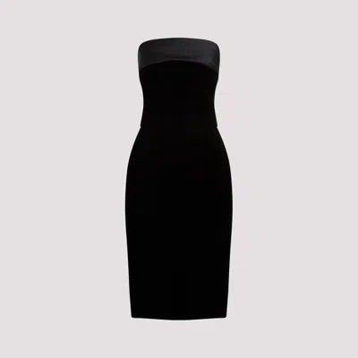 Saint Laurent Black Viscose Midi Dress In Black