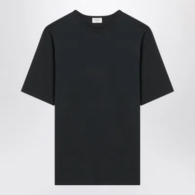 Saint Laurent Black Washed Cotton T-shirt In Multi