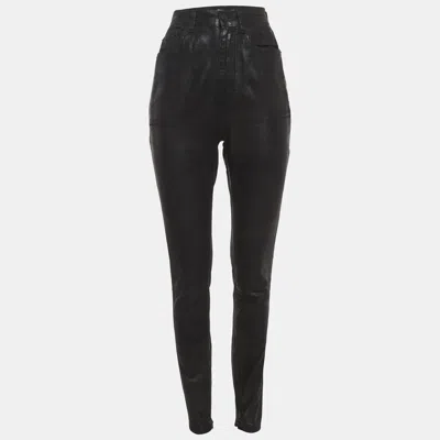 Pre-owned Saint Laurent Black Waxed Denim Skinny Jeans M/waist 27"