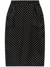 Saint Laurent Draped Polka-dot Silk-chiffon Midi Skirt In Black