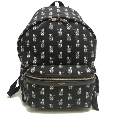 Pre-owned Saint Laurent Black White Canvas Backpack () In Black, White