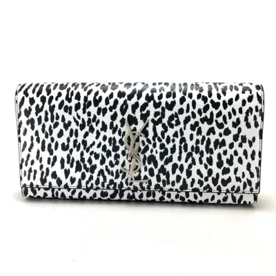 Pre-owned Saint Laurent Black White Leather Clutch Bag () In Multi