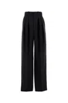 Saint Laurent Wool Trousers With Wide Leg And Pleats In Black