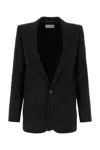 Saint Laurent Giacca In Crepe Nero  Donna