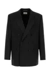 Saint Laurent Wool Blazer With Back Vent And Front Pockets In Nero