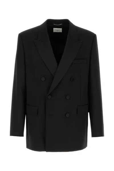 SAINT LAURENT BLACK WOOL BLAZER