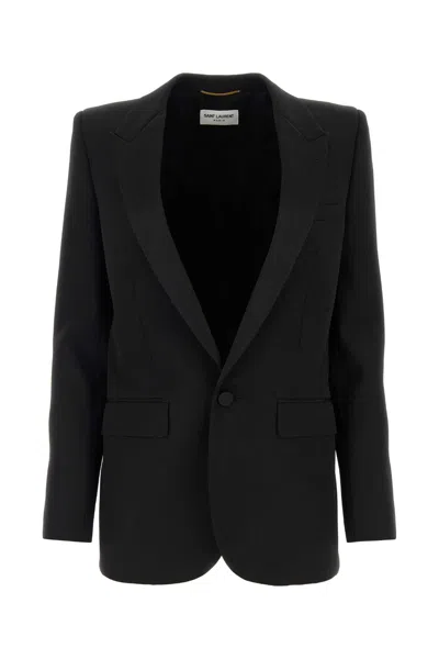 Saint Laurent Black Wool Blazer In Noir