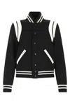 Saint Laurent Teddy Leather-trimmed Recycled Wool-blend Bomber Jacket