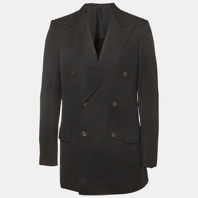 Pre-owned Saint Laurent Black Wool Blend Double Breasted Blazer S