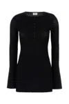 Saint Laurent Black Wool Blend Mini Dress In Noir