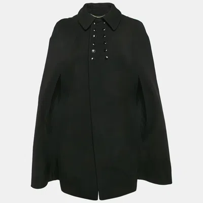 Pre-owned Saint Laurent Black Wool Cape Coat M