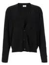 Saint Laurent Wool Cardigan With Long Sleeves And V-neckline In Black