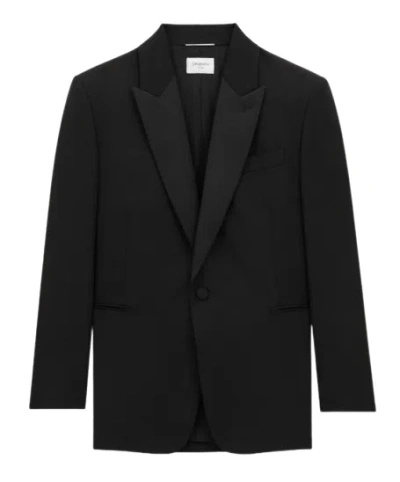 Saint Laurent Black Wool Clothing Jackets