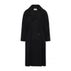Saint Laurent Wool Coat With Central Back Slit In Black