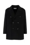 Saint Laurent Double Breasted Jacket Notched Lapel In Black