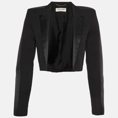 Pre-owned Saint Laurent Black Wool Cropped Blazer S