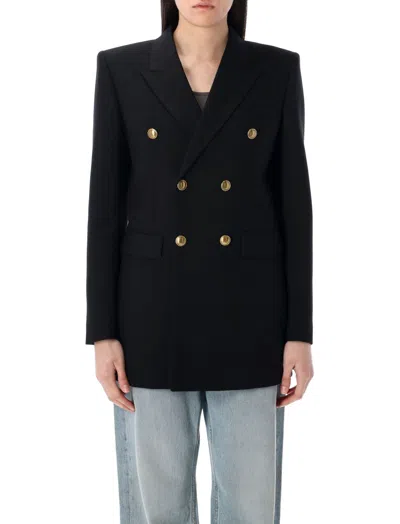 SAINT LAURENT BLACK WOOL GABARDINE BLAZER