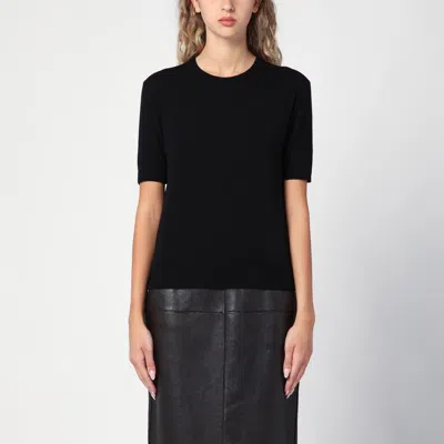 Saint Laurent Cropped Wool Top In Schwarz