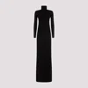 Saint Laurent Virgin Wool Long Dress In Black