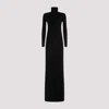 Saint Laurent Virgin Wool Long Dress In Black