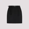Saint Laurent Gathered Detailed Belted Mini Skirt In Black
