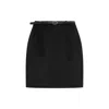 Saint Laurent Gathered Detailed Belted Mini Skirt In Black