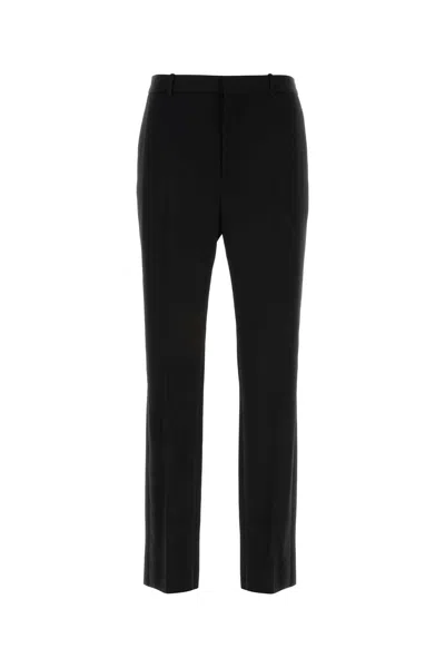 Saint Laurent Pantalone In Lana Nera Uomo In Black