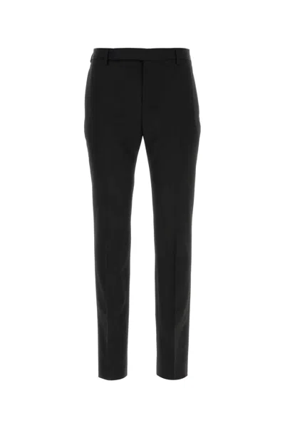 Saint Laurent Pantalone In Lana Nera Uomo In Black
