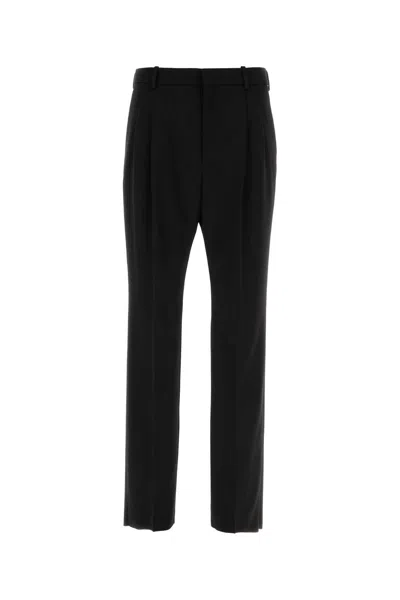 Saint Laurent Pantalone In Lana Nera Uomo In Black