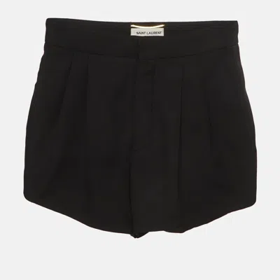 Pre-owned Saint Laurent Black Wool Pleated Shorts S