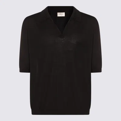 SAINT LAURENT BLACK WOOL POLO SHIRT