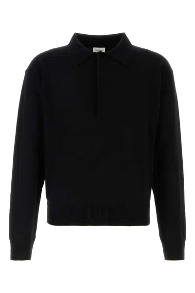 Saint Laurent Wool Polo Sweater In Black