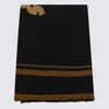 Saint Laurent Cassandre Large Square Scarf In Wool Twill In Black