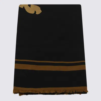 SAINT LAURENT BLACK WOOL SCARF