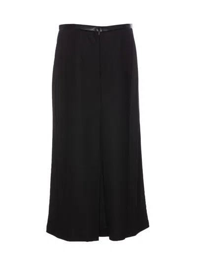 Saint Laurent Midi Skirt In Wool In Black