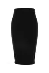 Saint Laurent Woman Midi Skirt Black Size L Wool, Polyamide, Recycled Elastane In Noir