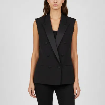 Pre-owned Saint Laurent Black Wool Sleeveless Distressed Vest M