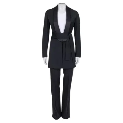 Pre-owned Saint Laurent Black Wool Suit With Long Jacket - Eu36/s