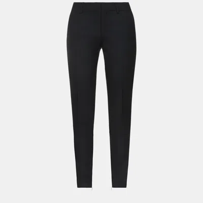 Pre-owned Saint Laurent Black Wool Tapered Trousers Xs (fr 34)