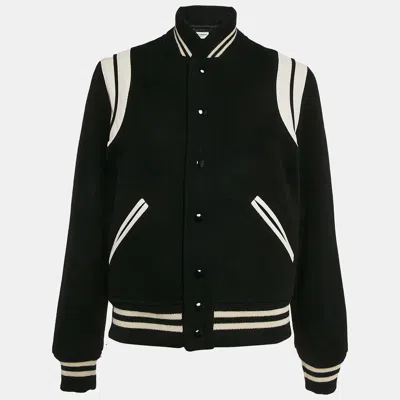 Pre-owned Saint Laurent Black Wool Varsity Jacket M