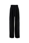 Saint Laurent Wool Trousers With Wide Leg And Pleats In Black