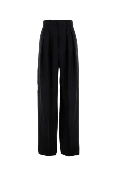 Saint Laurent Black Wool Wide-leg Pant