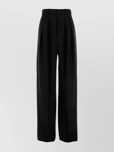 SAINT LAURENT BLACK WOOL WIDE-LEG PANT