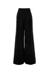 Saint Laurent Satin-trimmed Grain De Poudre Wool Wide-leg Pants In Noir