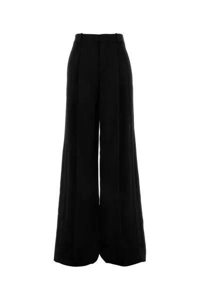 SAINT LAURENT BLACK WOOL WIDE-LEG PANT